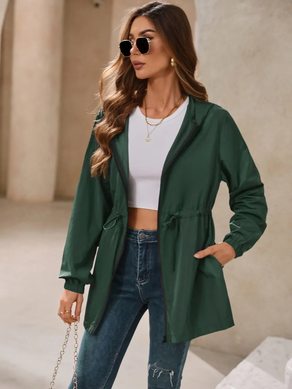 Outdoor Waterproof Long Sleeve Hooded Windbreaker (2)
