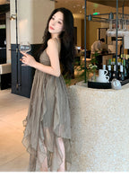 Pleated Irregular Elegant Midi Dress photo 6