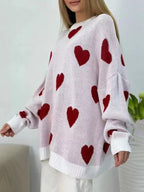 Heart Round Neck Oversized Knit Sweater (9)