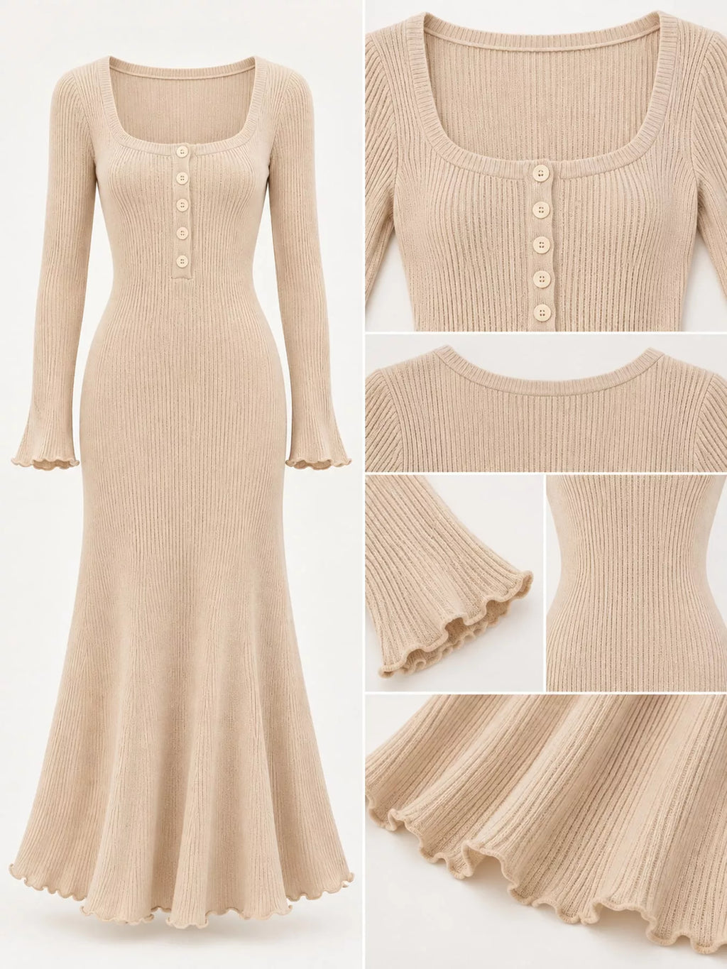 Button-front Ribbed Knit Maxi Dress (16)
