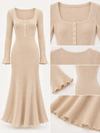 Button-front Ribbed Knit Maxi Dress (16)