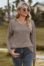 Drawstring Dropped Shoulder Hooded T-shirt (18)