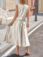 Striped Sleeveless Top Midi Skirt Set (15)