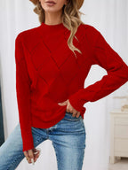 Long Sleeve Diamond Eyelet Knit Top (12)