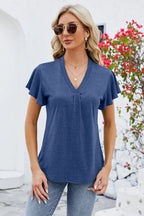V-neck Flutter Sleeve T-shirt (7)