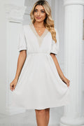 V-neck Puff Sleeve Dress (5)