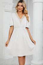 V-neck Puff Sleeve Dress (5)