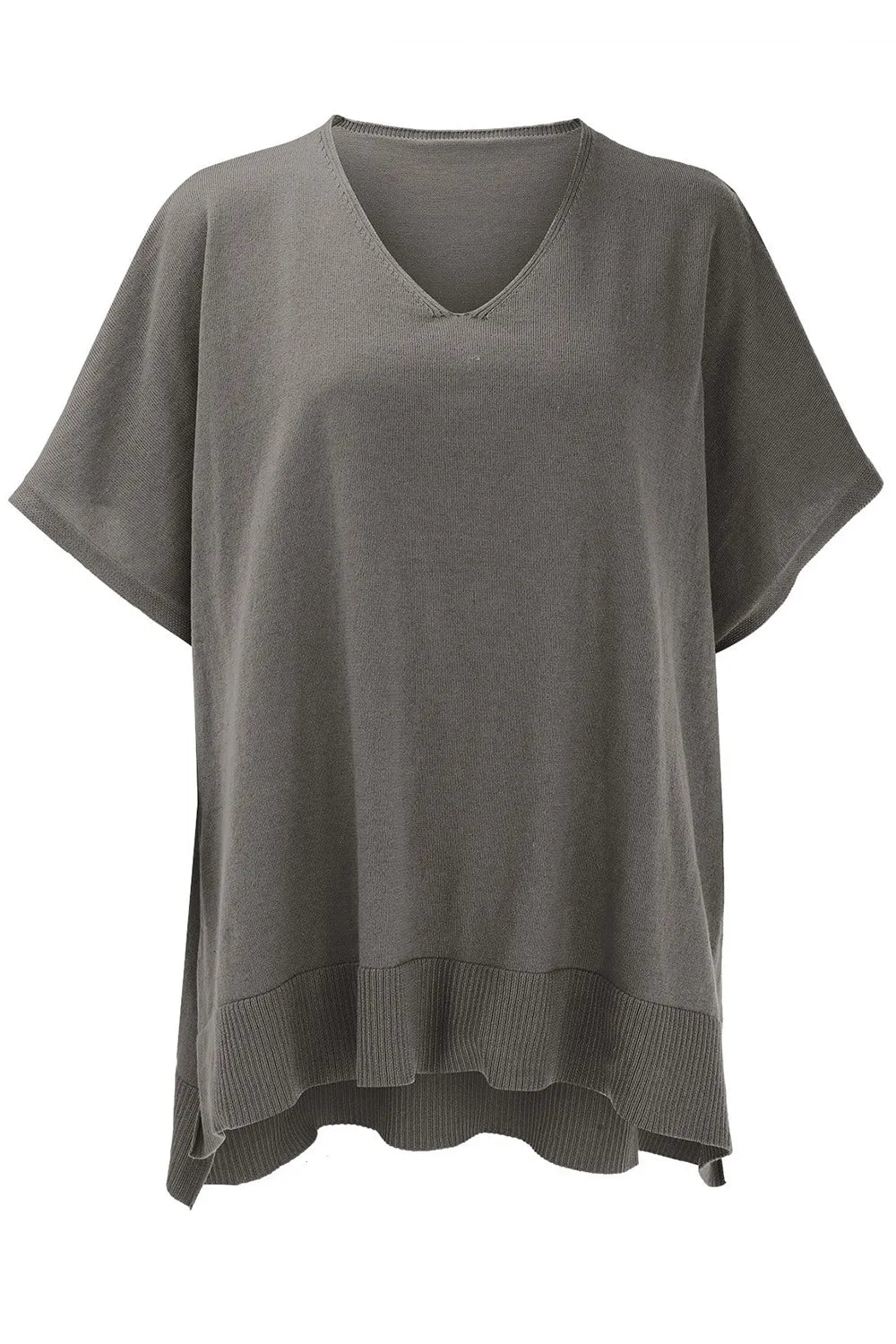 Slit V-neck Half Sleeve Knit Top (14)