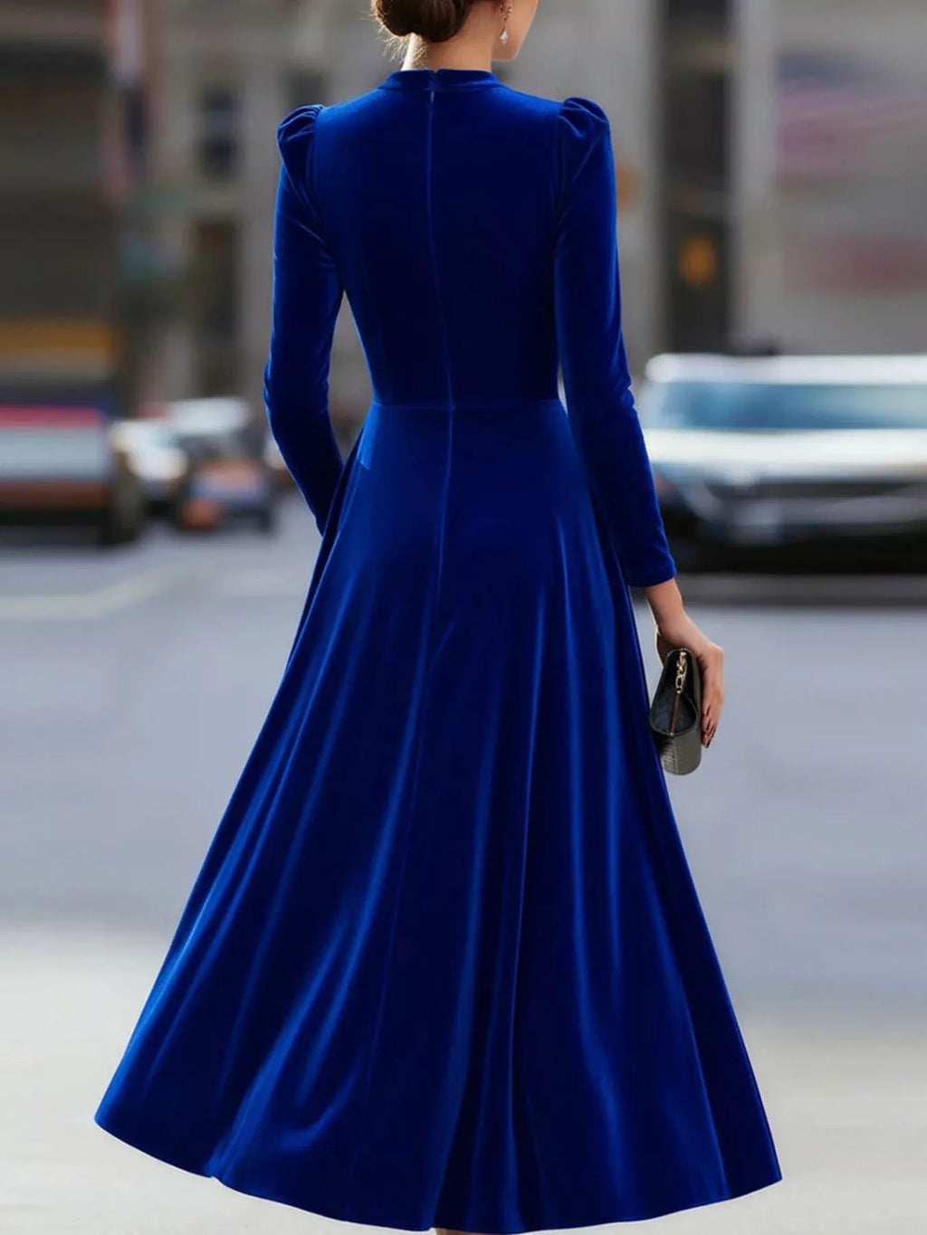 Velvet Long Sleeve A-line Dress (12)