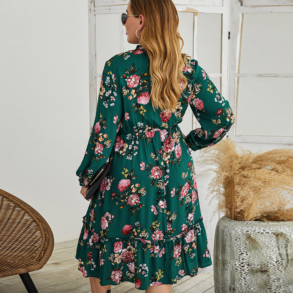 Printed Woven High Waist Floral Waist Dress photo 2