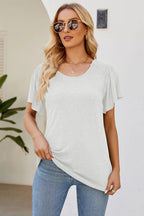 Smocked Round Neck Flutter Sleeve T-shirt (4)
