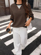 Contrast Trim Striped Crew Neck Sweatshirt (21)