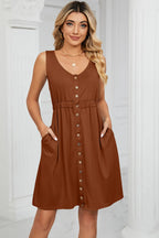 Buttoned Wide Strap Mini Dress (18)