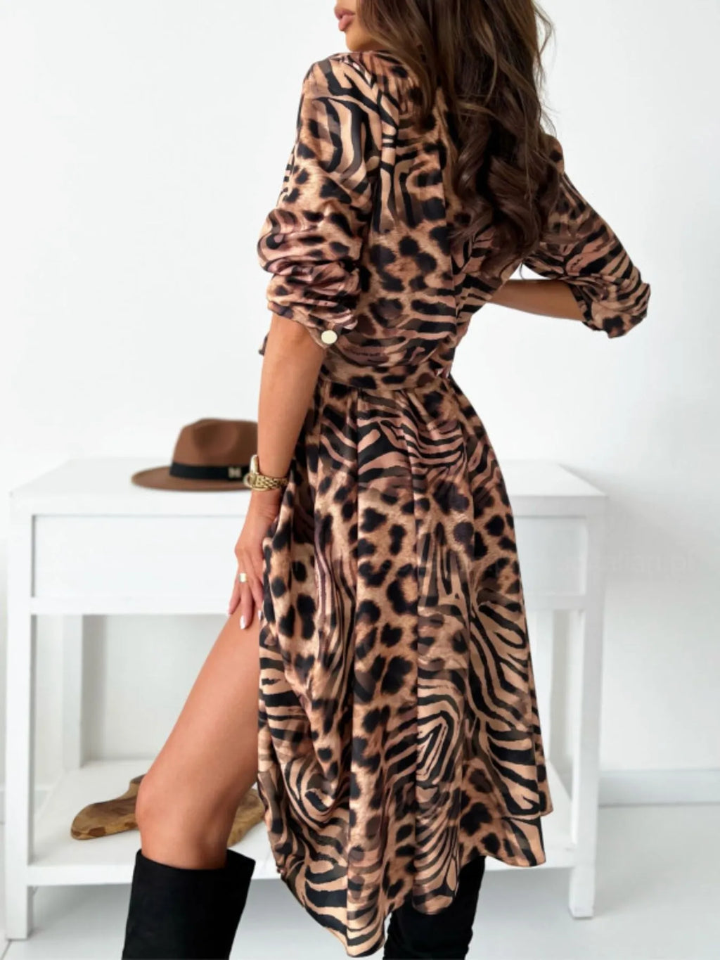 Printed Tie Waist Midi Dress (29)