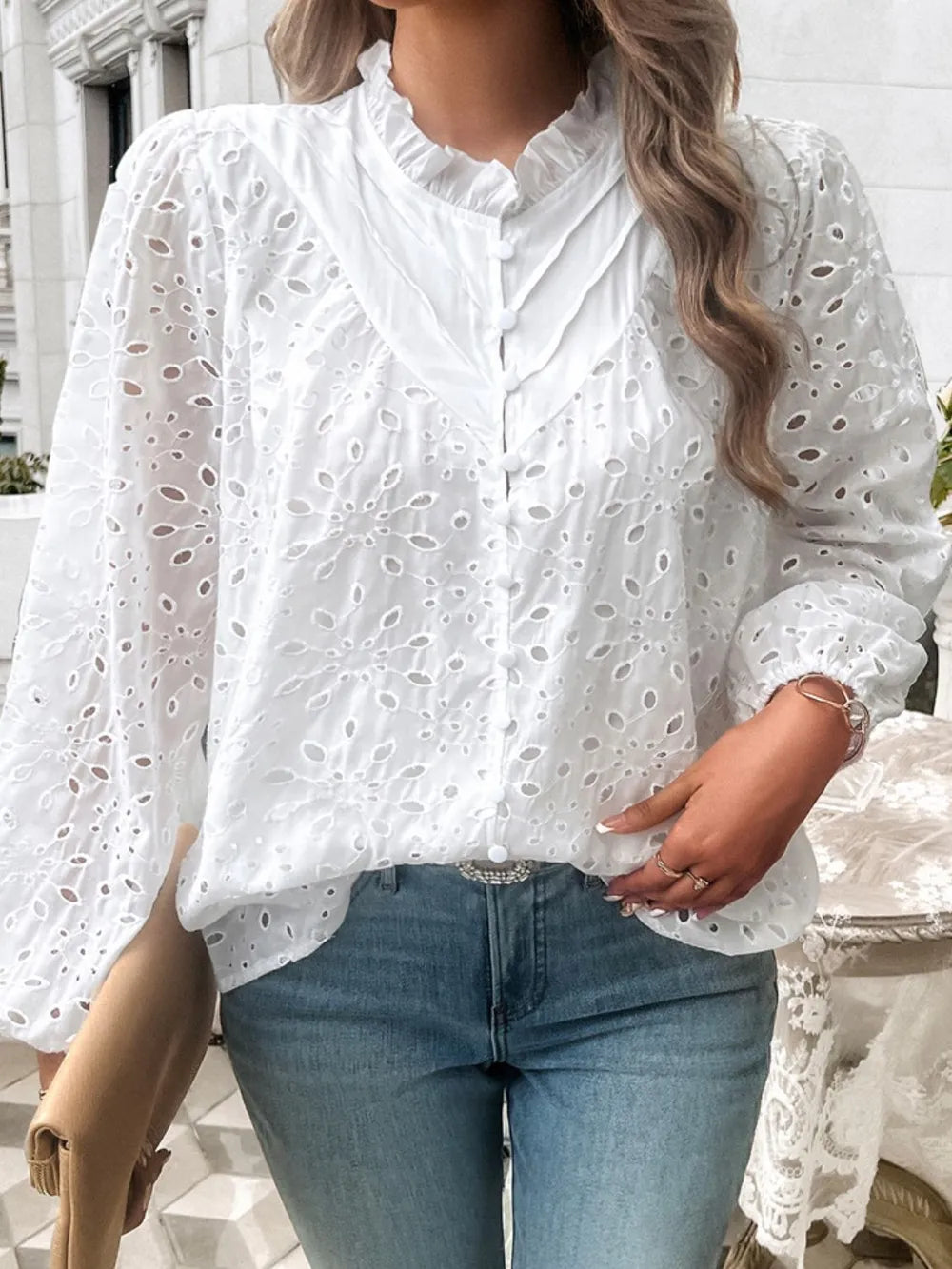 Frill Round Neck Long Sleeve Shirt (17)
