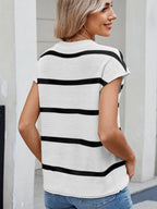 Exposed Seam Contrast Striped Round Neck Knit Top (9)