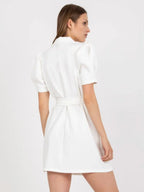 Tie Waist Short Sleeve Blazer Dress (17)