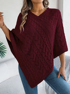 Cable-knit Openwork Three-quarter Sleeve Sweater (16)