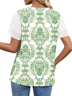 Layered Short Sleeve Round Neck T-shirt (26)