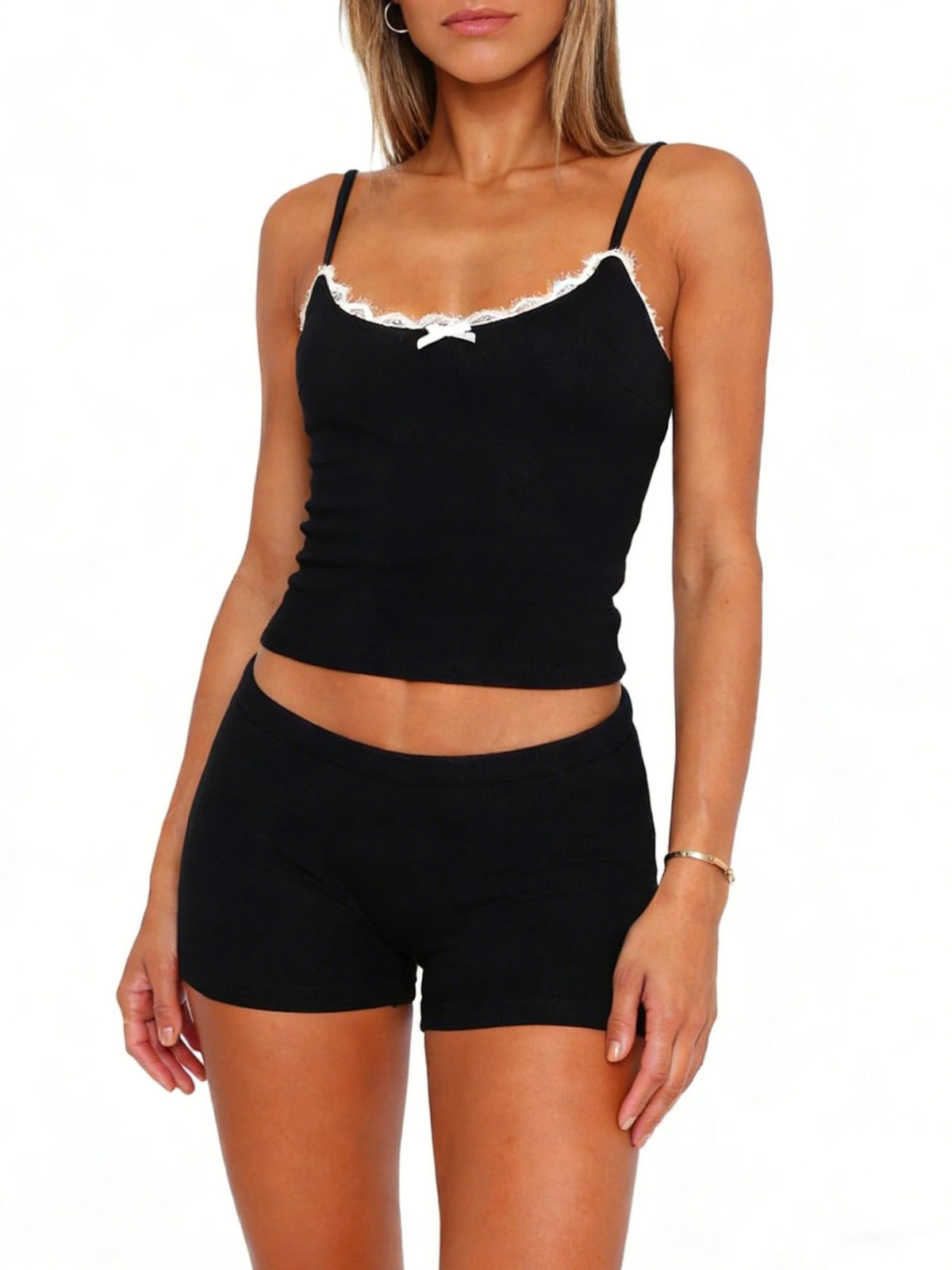 Contrast Trim Cami Shorts Set (11)