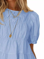 Ruched Tiered Puff Sleeve Blouse (14)