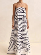 Smocked Printed Tube Maxi Dress (3)