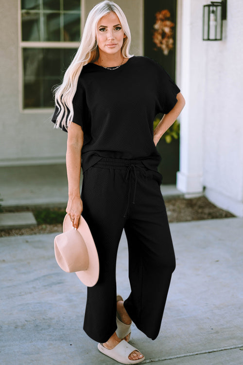 Short Sleeve Top Pants Set