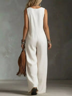 Full Size Sleeveless Button Front Wide Leg Jumpsuit Plus (2)