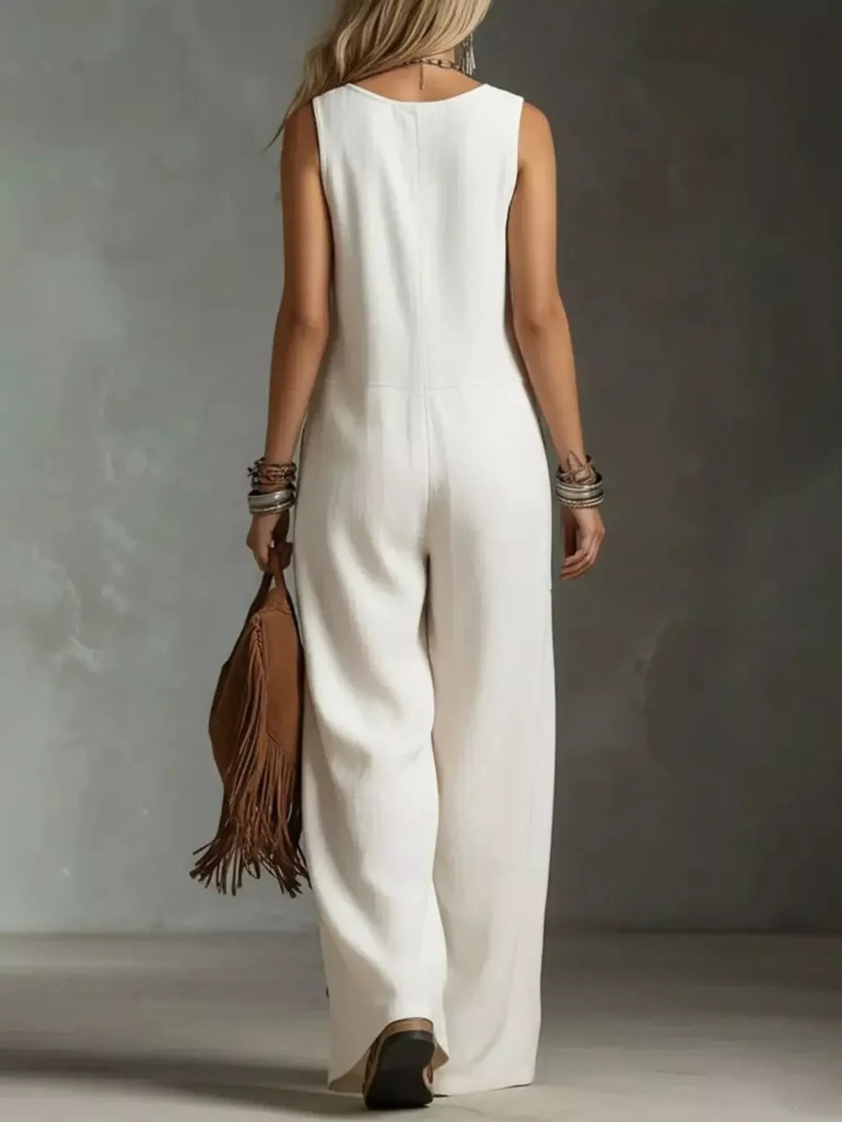 Full Size Sleeveless Button Front Wide Leg Jumpsuit Plus (2)