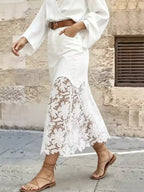 Lace Trimmed Slit Skirt (2)