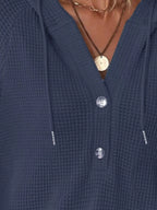 Full Size Button Detail Waffle Knit Hoodie Plus (29)