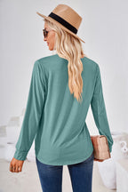 Square Neck Ruched Long Sleeve Blouse (18)