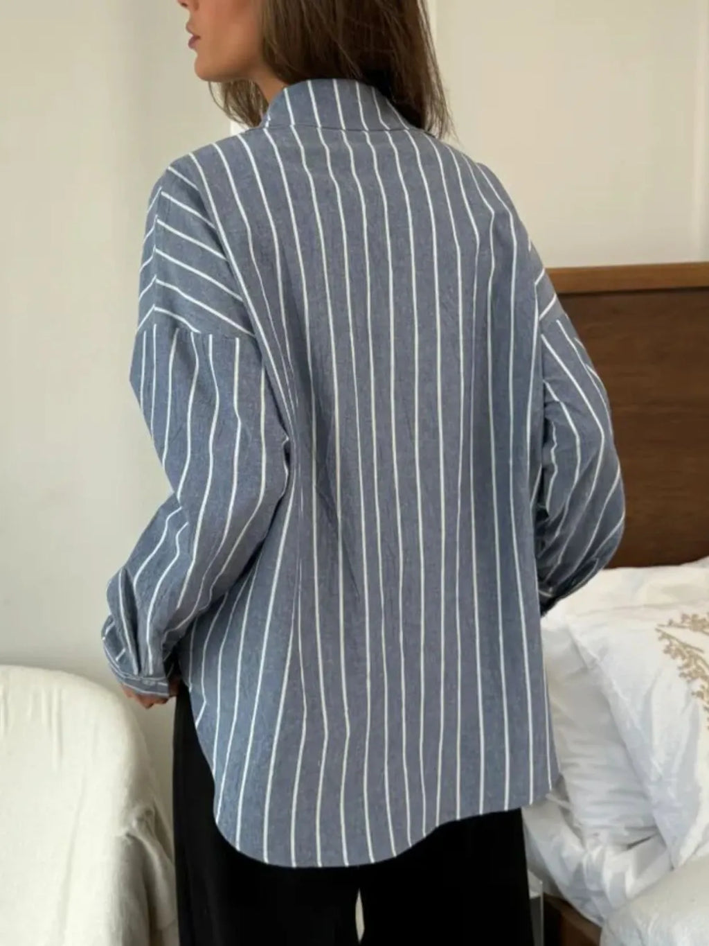 Striped Collared Neck Long Sleeve Shirt (12)