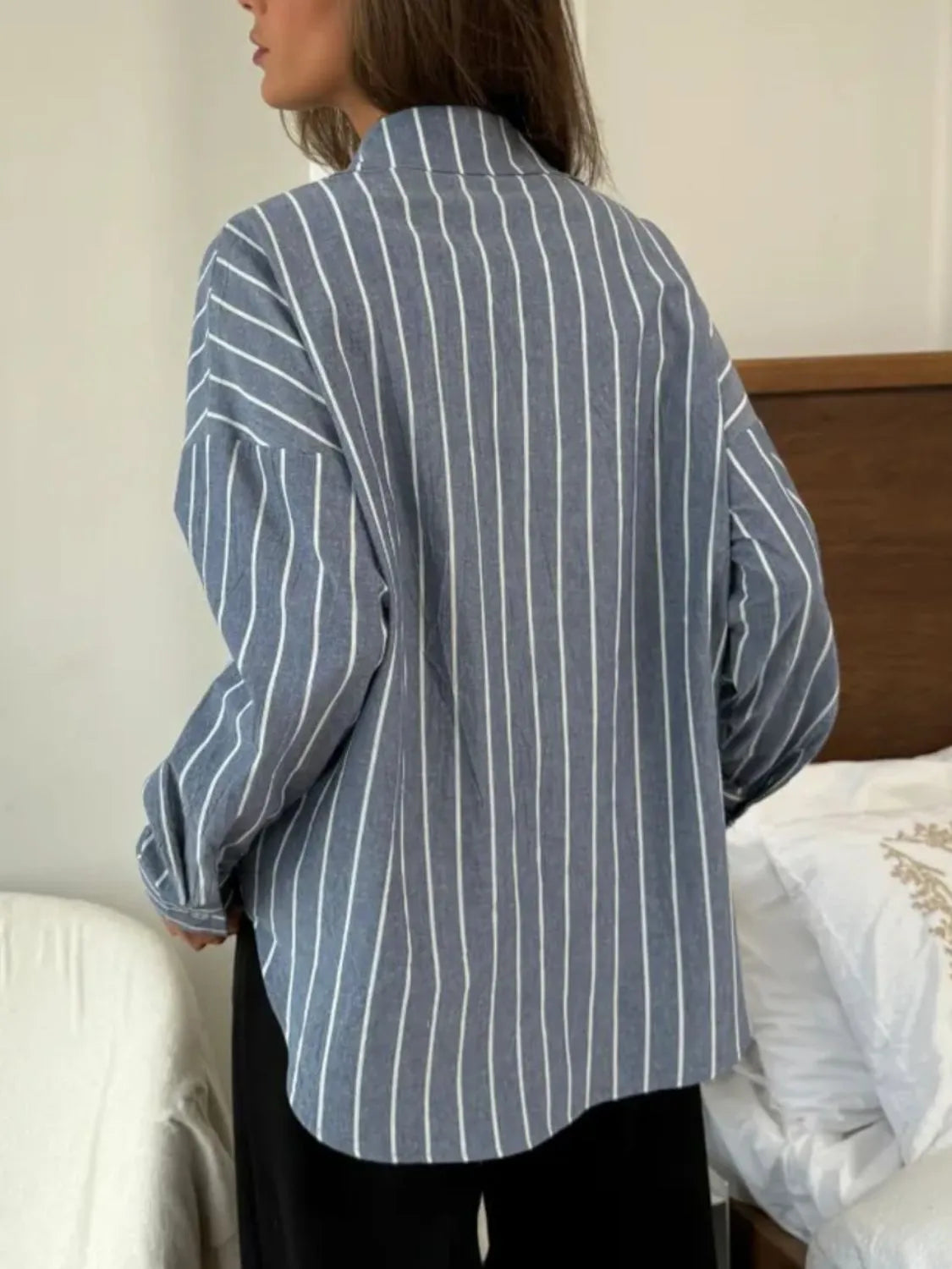 Striped Collared Neck Long Sleeve Shirt (12)