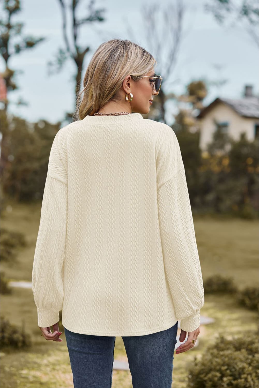 V-neck Dropped Shoulder Blouse (9)