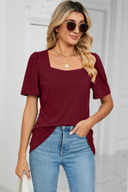 Square Neck Short Sleeve T-shirt (5)