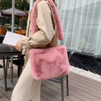 Korean Retro One-shoulder Messenger Plush Bag photo 6