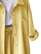 Button Up Shirt Shorts Set (36)