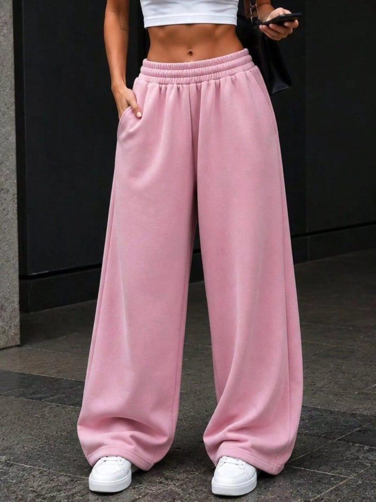Elastic Waist Wide-leg Sweatpants (11)