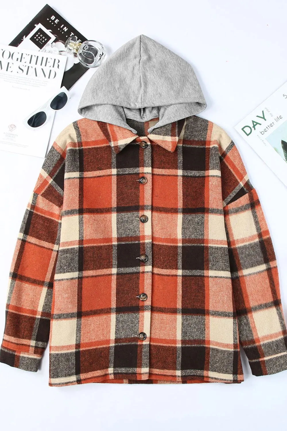 Plaid Button Up Hooded Shacket (9)