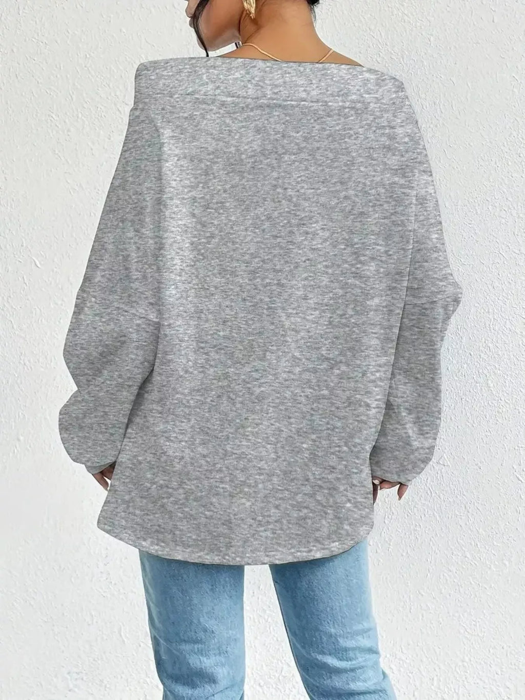 Off-shoulder Drawstring Sweatshirt (3)