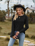 Ribbed Round Neck Long Sleeve Tee (23)