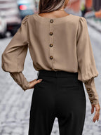 Round Neck Lantern Sleeve Blouse (6)