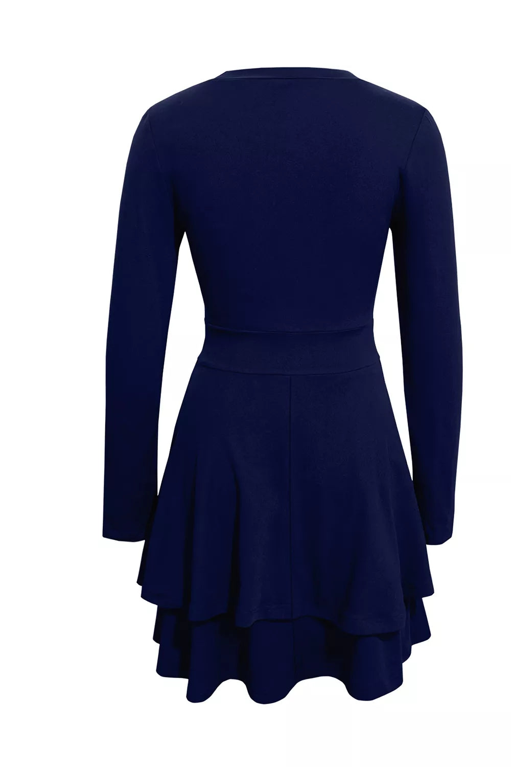 Layered Long Sleeve V-neck Mini Dress (13)