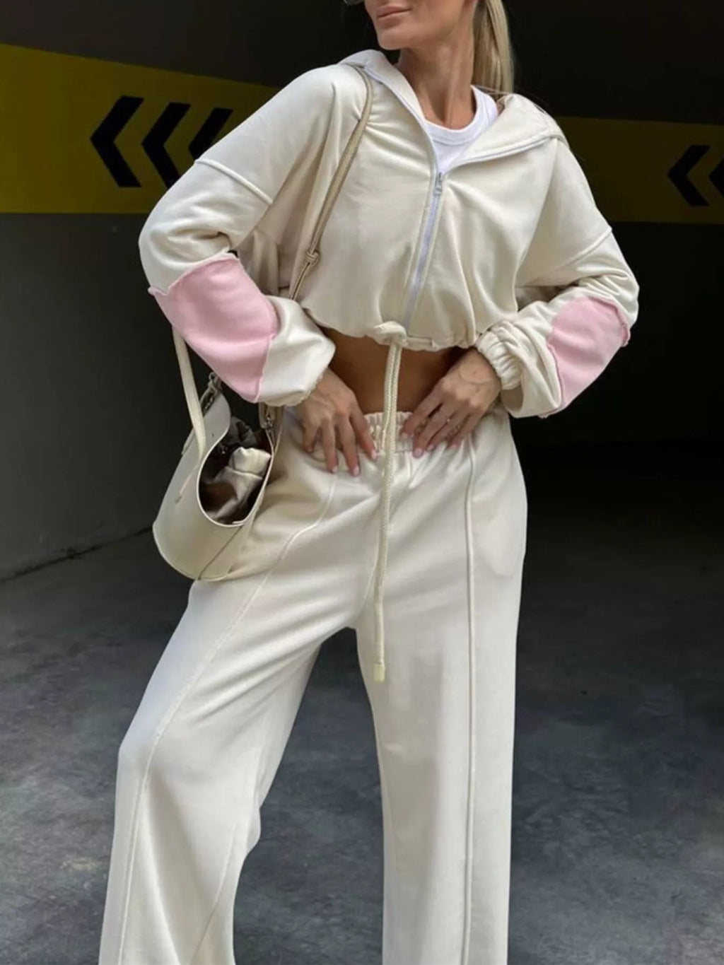 Zip Up Hoodie Wide-leg Pants Set