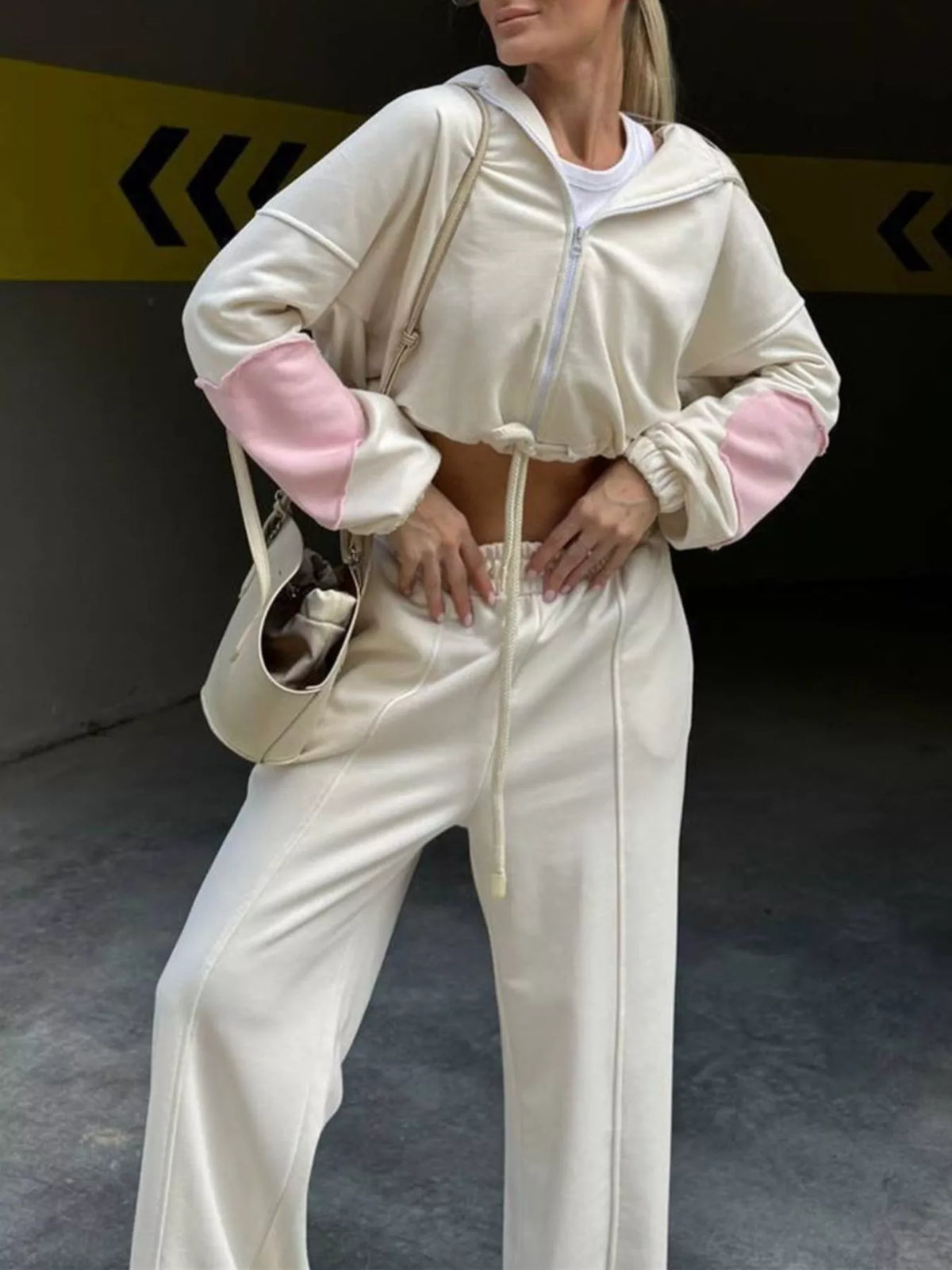 Zip Up Hoodie Wide-leg Pants Set