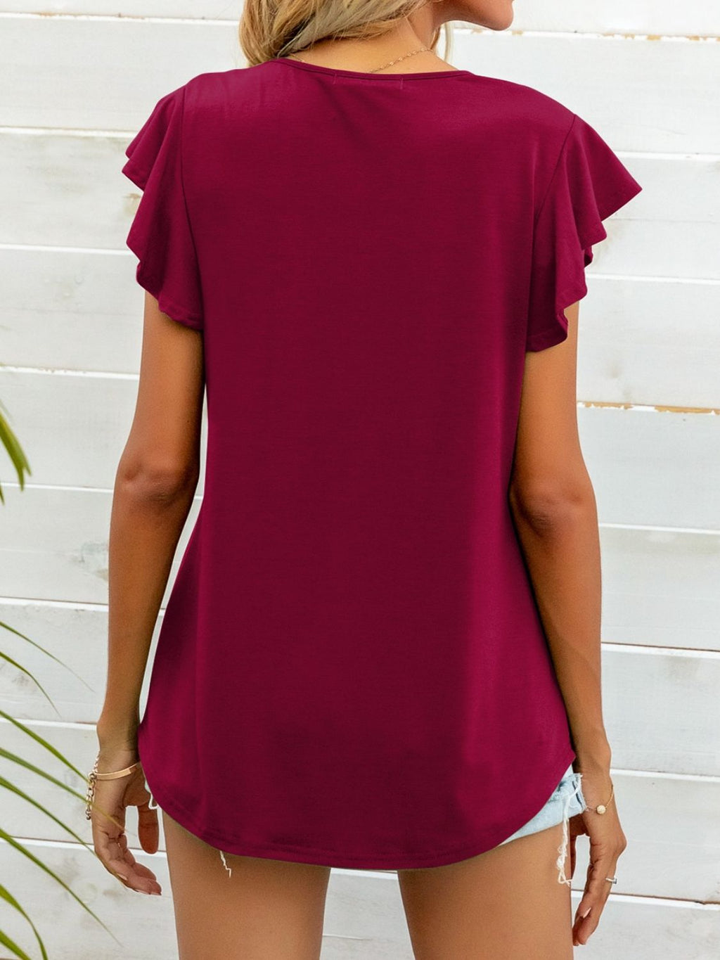 Round Neck Butterfly Sleeve Top (2)