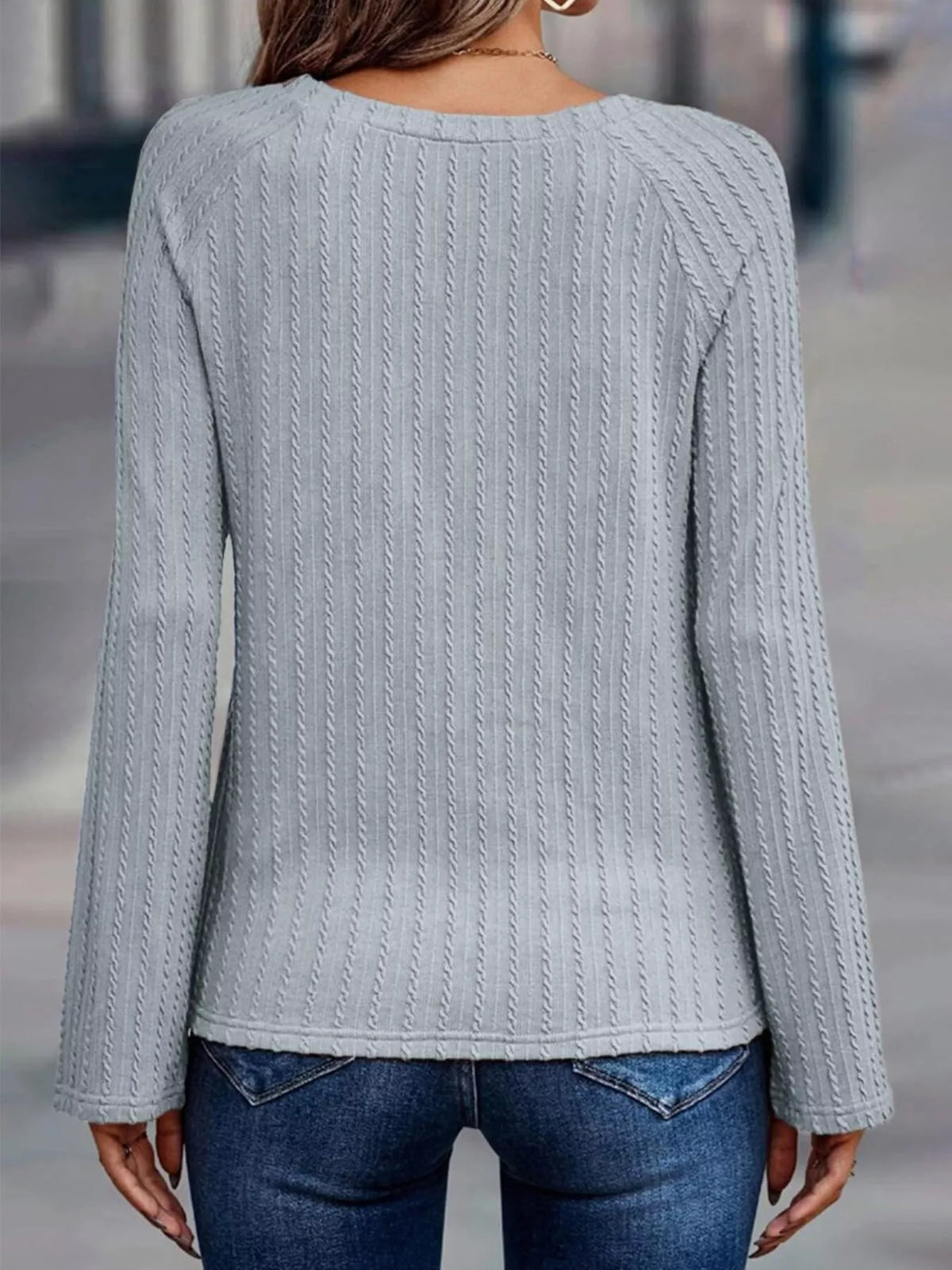 Textured Knit Long Sleeve T-shirt (22)