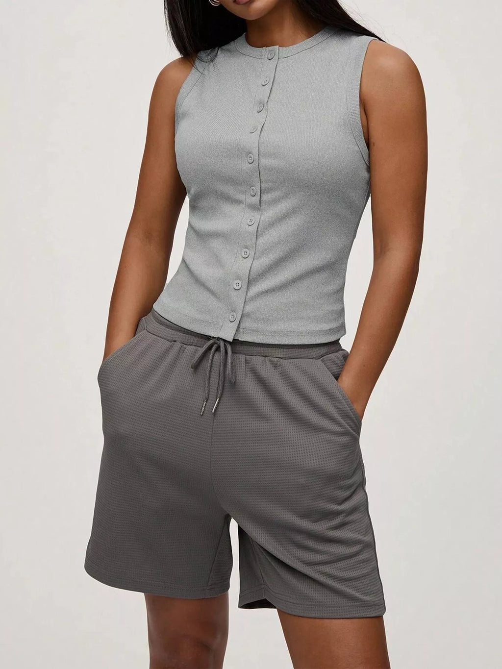 Ribbed Button-front Sleeveless Tank (13)