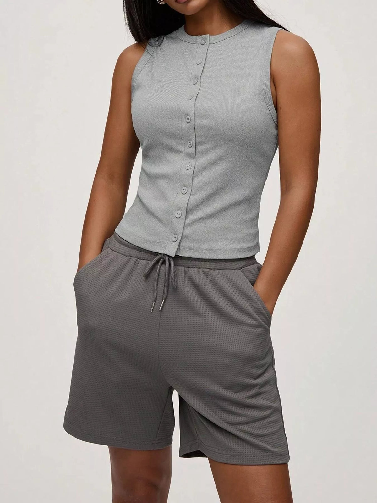 Ribbed Button-front Sleeveless Tank (13)